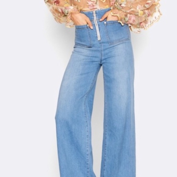 Alice McCall Denim - Alice McCall Bluesy Jeans Wide Leg High Cropped Rise Size 2